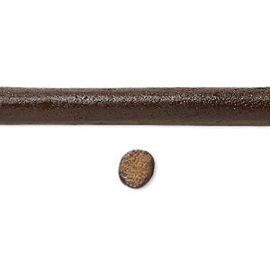 Cord, leather, brown, 6mm round. Sold per 5-yard spool.