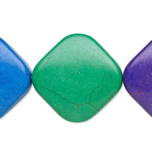Magnesite / resin 1pkg1, coated rounded flat diamond bead 8 inch mixed colors 25-26mm