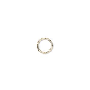 Jump ring 1pkg100 gold-plated, 8mm twisted round, 18 gauge / 6.3mm inside diameter / brass