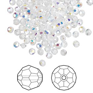 Bead 144pk crystal AB, Crystal Passions&reg; 3mm round 5000