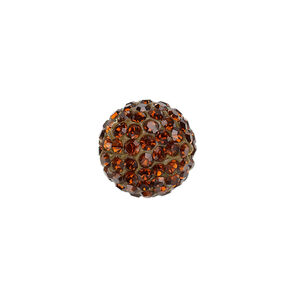 Bead, glass rhinestone / epoxy / resin, brown, 14mm round. Sold individually.