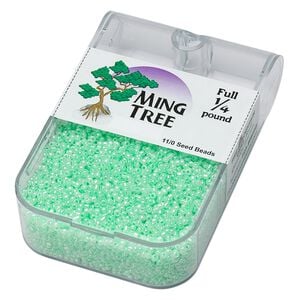 Seed bead, Ming Tree&trade;, glass, pkg/1/4 pound, #11 round, opaque ceylon green.