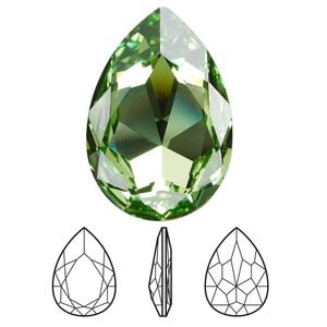 Fancy stone 1pk peridot foil back, Crystal Passions&reg; Regenerated 30x20mm pear 4327