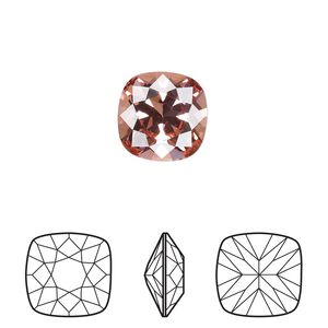 Fancy stone 72pk rose peach foil back, Swarovski&reg; 12mm cushion 4470