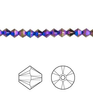 Bead 1pkg1440 jet shimmer 2X, Swarovski&reg;, 4mm XILION faceted bicone 5328