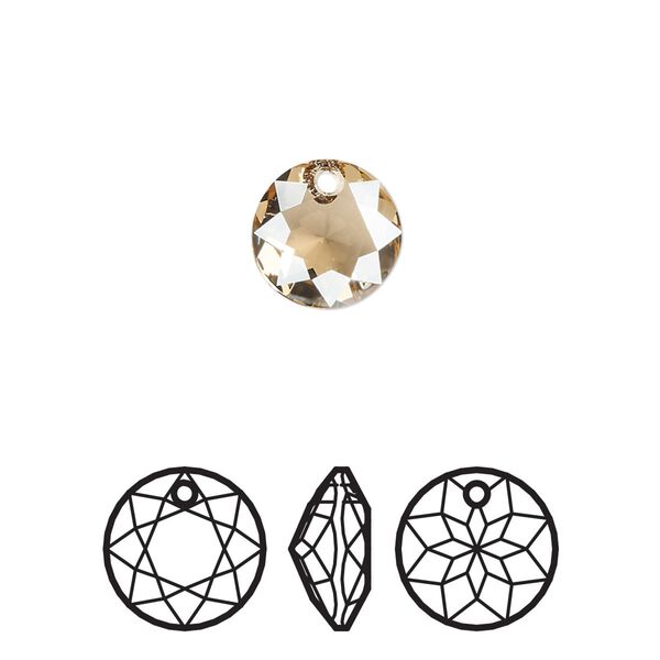 Drop 48pk crystal golden shadow, Swarovski&reg; 10mm pendant classic cut 6430 image number 0