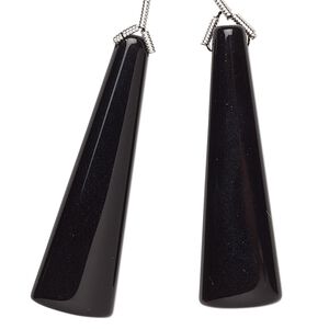 Black onyx 1pkg2, hand-cut top-drilled triangle bead 40x12mm
