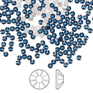 Flat back 1440pk Capri blue foil back, Preciosa MAXIMA Czech crystal hotfix rhinestone 2.3-2.5mm chaton rose round SS8