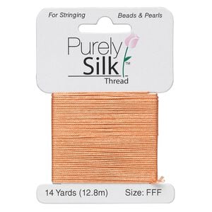 Thread, Purely Silk&trade;, tangerine, size FFF. Sold per 14-yard card.