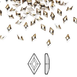 Flat back 6pk crystal golden shadow foil back, Crystal Passions&reg; 5x3mm diamond 2773