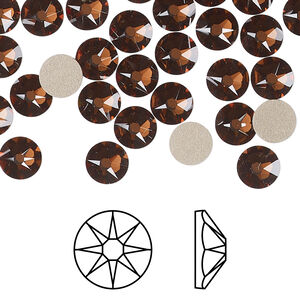 Flat back 1pkg144 smoked topaz foil back, Crystal Passions&reg; Regenerated 6.32-6.5mm rose round SS30 2088