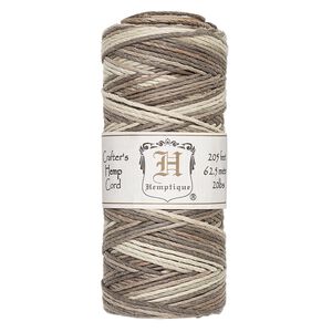 Cord, Hemptique&reg;, polished variegated hemp, camo, 1mm diameter, 20-pound test. Sold per 205-foot spool.