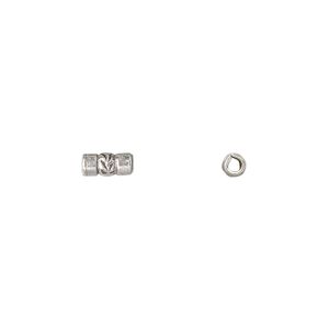 Bead 1pkg16 sterling silver, 7x3mm fancy tube, antiqued Hill Tribes