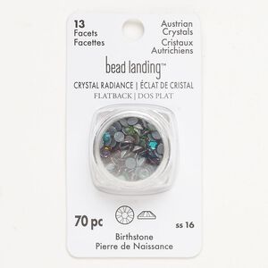Flat back mix, crystal, birthstone, pkg/70, 3.8-4.00mm round, SS16.