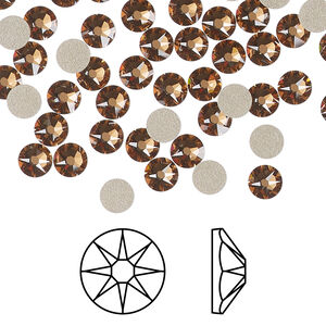 Flat back 1pkg144 light smoked topaz foil back, Crystal Passions&reg; Regenerated 4.6-4.8mm rose round SS20 2088