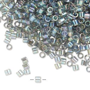 Seed bead, Delica&reg;, glass, pkg/7.5g, #8 round, translucent rainbow gold luster grey (DBL-0107).