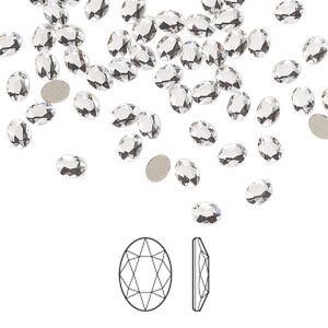 Flat back 288pk crystal foil back, Swarovski&reg; 4x3mm oval 2603