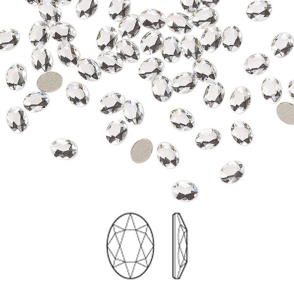 Flat back 288pk crystal foil back, Swarovski&reg; 4x3mm oval 2603 image number 0