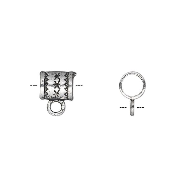 Bead 1pkg50 silver-plated "pewter", 8x6mm tube / 2sided, antique image number 0