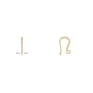 Ear wire fishhook 1pkg100 gold-plated, 16mm textured / open loop, 20 gauge brass 50 pair