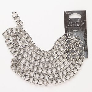 Chain, steel, pkg/36 inches, 8.4mm curb, antique silver finish.
