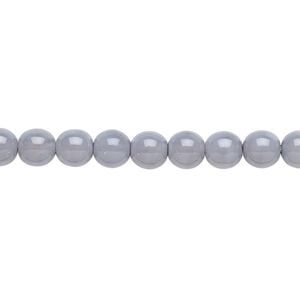 Bead, Czech dipped d&eacute;cor glass druk, blue grey, 6mm round. Sold per 15-1/2" to 16" strand.