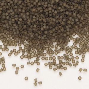 Seed bead, Delica&reg;, glass, pkg/50g, #11 round, translucent matte glazed luster smoky quartz (DB-0384-1).