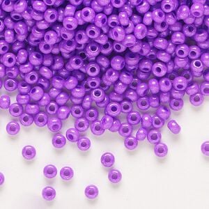 Seed bead, Preciosa Ornela Czech glass, pkg/500g, #8 rocaille, opaque violet luster chalkwhite, (16128).