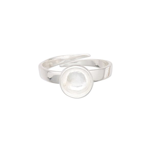 Ring, Almost Instant Jewelry&reg;, sterling silver, 9.5mm wide with SS39 rivoli setting, adjustable from size 7 to 8. Sold individually. image number 0