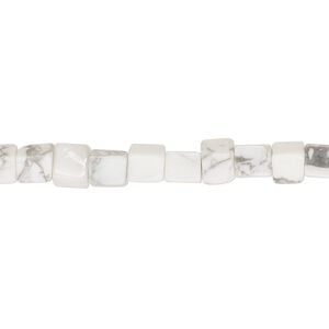 Howlite 1pkg1, cube bead natural 15.5-16 inch 4mm