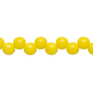 Bead, Preciosa, Czech pressed glass druk, opaque yellow, 6mm top-drilled round. Sold per pkg of 30.