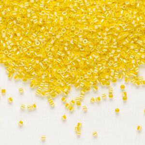 Seed bead, Delica&reg;, glass, pkg/250g, #15 round, opaque luster canary (DBS-1562).