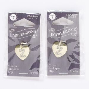 Charm, glass / gold-finished "pewter" (zinc-based alloy) / steel, clear, 16x15mm puffed heart with alphabet letter "Z." Sold per pkg of 2.