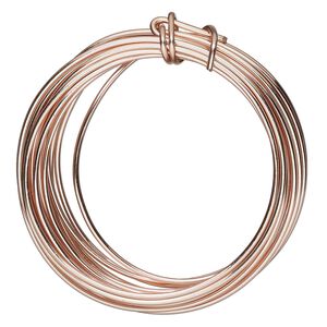 Wire, ParaWire&trade;, rose gold-finished copper, round, 14 gauge. Sold per 10-foot section.
