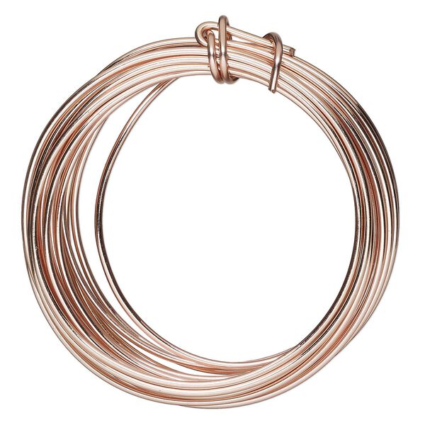 Wire, ParaWire&trade;, rose gold-finished copper, round, 14 gauge. Sold per 10-foot section. image number 0