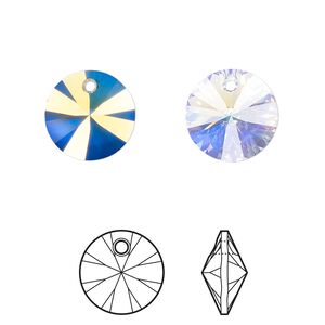 Drop 12pk crystal AB, Crystal Passions&reg; 12mm pendant mini disk 6428