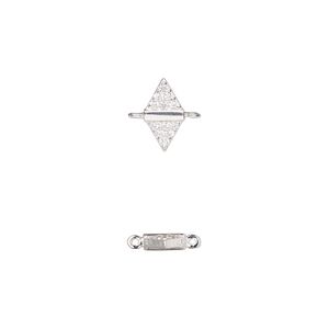 Link, sterling silver and cubic zirconia, clear, 10x5mm diamond. Sold individually.