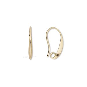 Ear wire fishhook 1pkg20 gold-plated, 16mm / hidden open loop, 20 gauge brass 10 pair