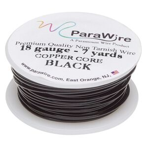 Wire, ParaWire&trade;, black enamel copper, round, 18 gauge. Sold per 7-yard spool.