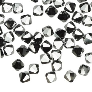 Bead 24pk jet hematite 2X, Preciosa Czech crystal 6mm bicone