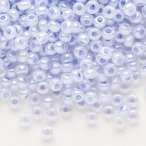 Seed bead, Dyna-Mites&trade;, glass, opaque ceylon pastel light blue, #6 round. Sold per 40-gram pkg.