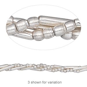 Bead mix 1pkg1 sterling silver, 8x2mm tube / 2mm round, 8 inch Hill tribes