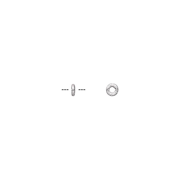 Jump ring 1pkg10 sterling silver, 6mm soldered closed textured round, 15 gauge / 2.8mm inside diameter image number 0