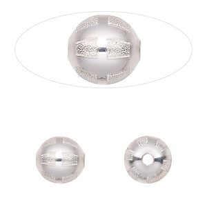 Bead 1pkg1 sterling silver, 10mm round / square / laser-cut