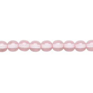 Bead, Czech dipped d&eacute;cor glass druk, pink, 6mm round. Sold per 15-1/2" to 16" strand.