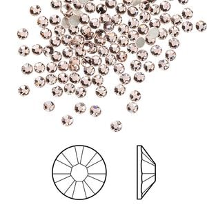 Flat back 144pk vintage rose foil back, Crystal Passions&reg; 2.1-2.3mm rose round SS7 2058