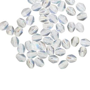 Bead, Preciosa, Czech pressed glass, transparent clear AB, 5x4mm buckwheat. Sold per pkg of 50.