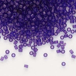 Seed bead, Delica&reg; 1pkg50g glass, #11 round, translucent matte dark purple aqua / outside dyed (DB-0785)