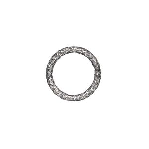 Jump ring 1pkg2 sterling silver, 14mm closed hammered round, 12 gauge / 10.1mm inside diameter / antiqued