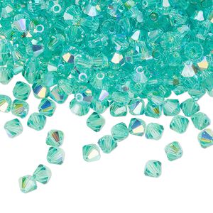 Bead 144pk Caribbean Sea AB, Preciosa Czech crystal 4mm bicone